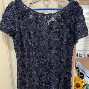 Alex Evenings Rosetta Gown in Navy Blue (size 16)
